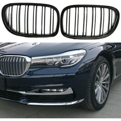1 Pair Car Grille Gloss Black M Look ABS Dual Slat Vehicle Grille 51117184151 51117184152 for BMW 7 Series F02 09-15
