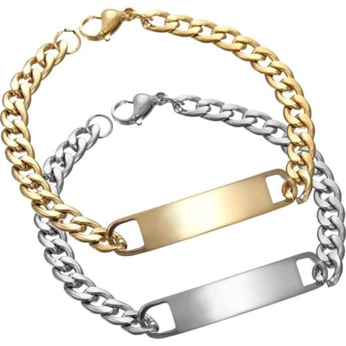2021 HOT Trendy Chain Men Bracelet Simple Stainless Steel Charm Link Cuban Chain Bracelet For Men Jewelry Gift