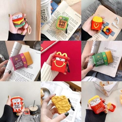Food French Fries Hamburg Chicken Nuggets Family Bucket Cookies Cases For AirPods 1 2 Soft Silicon Earphone Protect Cover Funda