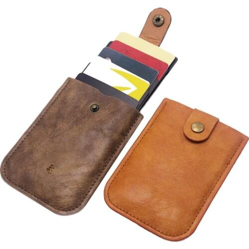 EASYANT Leather bronzing multi-layer leather fashion trend pu card case simple fashion bus card credit card business card case