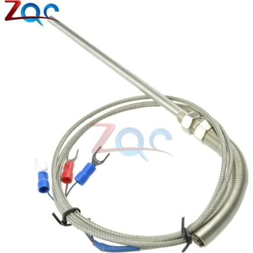 Stainless Steel Shield 10cm Probe Tube RTD PT100 Temperature Sensor with 3 Cable Wires for Temperature Controller