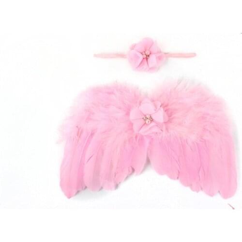 Beautiful Baby Fashion Newborn Photography Props Angel Feather Wing Flower Headband Set Baby Party Decor Accessories