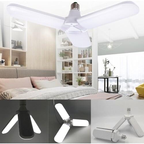 LED Bulb E27 Foldable Fan Blade Light Angle Adjustable Lamp High Bright 45W 60W 110V 220V Ceiling Light for Home Garage