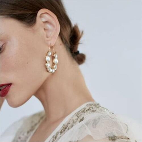 Fashion Irregular Rhinestone Earrings Womans Personality Vintage Alloy Ear Hook Color Diamond Pendant Earrings Girl Jewelry Gift