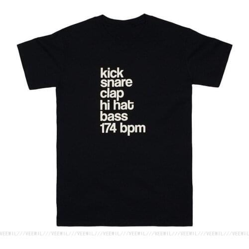 Dj Shirt Kick Snare 174 Bpm Synthesizer Bass Synth Music Drum & Bass Producer Printed T-Shirt Full-figured T Shirt Mens Summer
