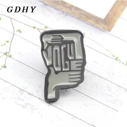 GDHY VOGUE Hands Frame Photo Brooch Multi Gesture Enamel Pin Denim Hat Lapel Backpack Badge Friends Gifts Jewelry