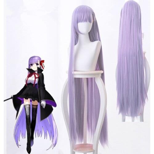 Hot sale Fate EXTRA CCC Cosplay Wig BB Byibyi Black Coat Girls Purple 120cm Long Straight Synthetic Hair Wig Cap Free Shipping