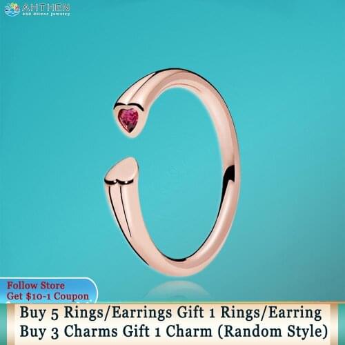Ahthen 925 Sterling Silver Polished & Sparkling Hearts Open Rings 925 Silver Women Rings Ngagement Ring Women Jewelry Girl Rings