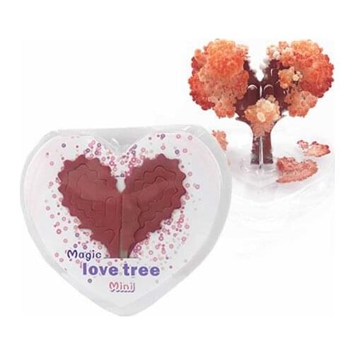2PCS 8x7cm Red Visual Magic Growing Paper Love Tree Magical Grow Loving Heart Christmas Trees Hot Kids Science Toys For Children
