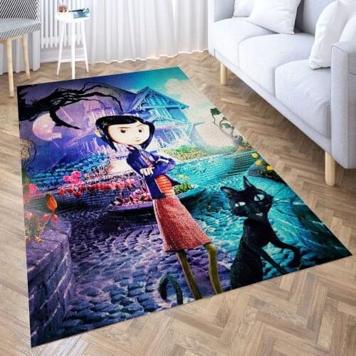 Coraline Carpet for Living Room 3D Anime Cartoon Rug Gamer Teen Room Bedside Lounge Rug Kids Children Floor Mats