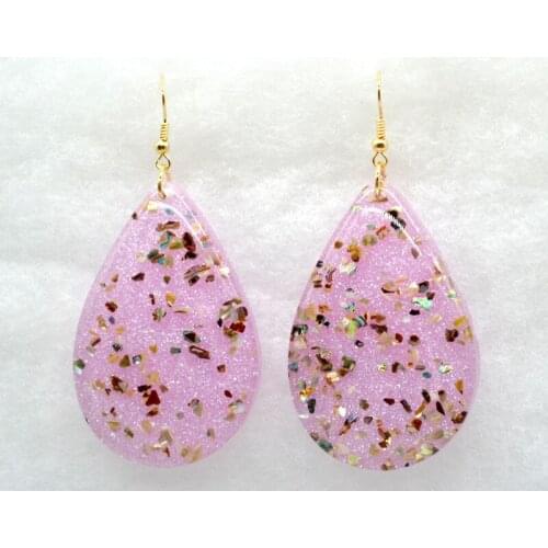 Colorful Abalone Shell Resin Earrings Glitter Water Drops Dangle Earrings for Women Simple Fashion Ethnic Jewelry Holiday Gift