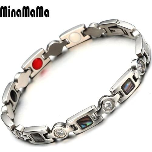 New Shell Design Stainless Steel Chain Zircon Magnetic Bracelet For Women Health Energy Bracelet Jewelry