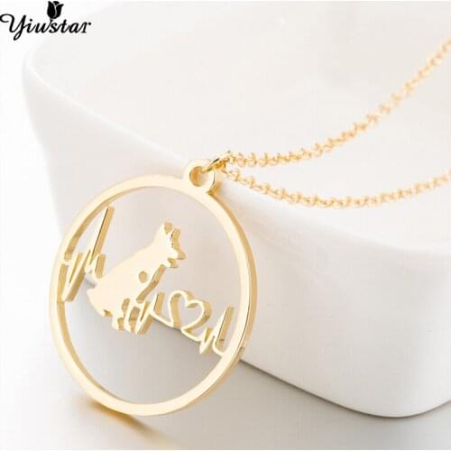 Yiustar Minimalism Shepherd Dog Necklace Origami Gold Tiny Heart and ECD Aniaml Pet Necklaces & Pendants for Women Girls Jewelry