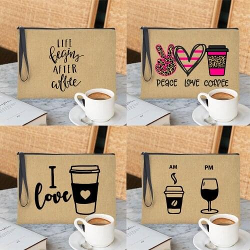 Life Begin After Coffee Fashion Women Cosmetic Makeup Bags Lipstick Jewelry Zipper Pouch High Capacity Organizer Travel Handbag