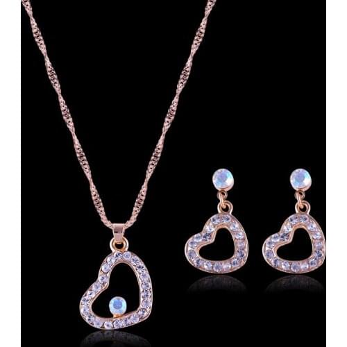 Bridal wedding earrings jewelry set alloy love necklace earrings jewelry set female party birthday gift