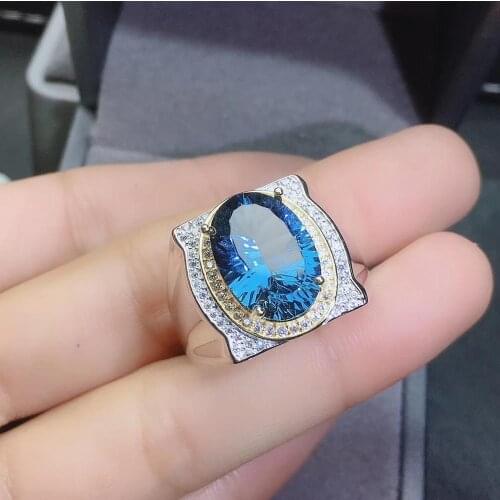 KJJEAXCMY fine jewelry 925 sterling silver inlaid natural blue topaz new men ring beautiful Support Detection