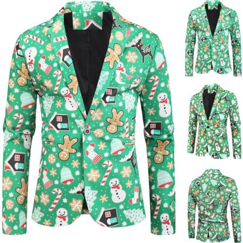 3D Christmas Blazers Jacket Men Floral Print Painting 2020 New Mens Fashion Suit Party Coat Casual Slim Fit Blazer Buttons Suit