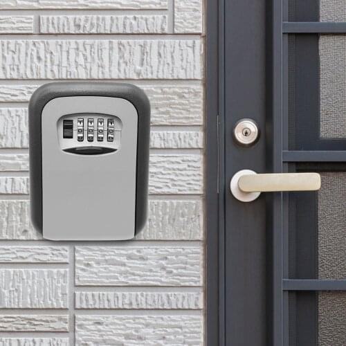 Aluminum Key Lock Box Wall Mounted Key Safe Box Weatherproof 4 Digit Combination Key Storage Lock Box Cofre caja fuerte