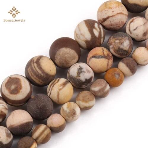 Natural Australian Zebra Jaspers Round Loose Spacer Frosted Stone Matte Beads For Jewelry Making Diy Bracelet Necklace