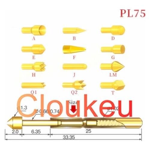 Probe Nickel-plated PL75 test pin 1.02MM diameter PCB spring thimble
