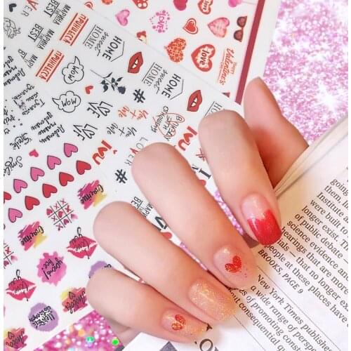 Newest LOVE SERIES 3D Nail Art Stickers Decal Template DIY Nail Tool Decorations HL23