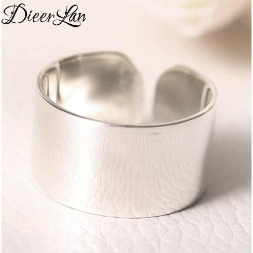 New Silver Color Big Smooth Width Rings For Women Adjustable Size Finger Rings Girls Party Wedding Jewelry