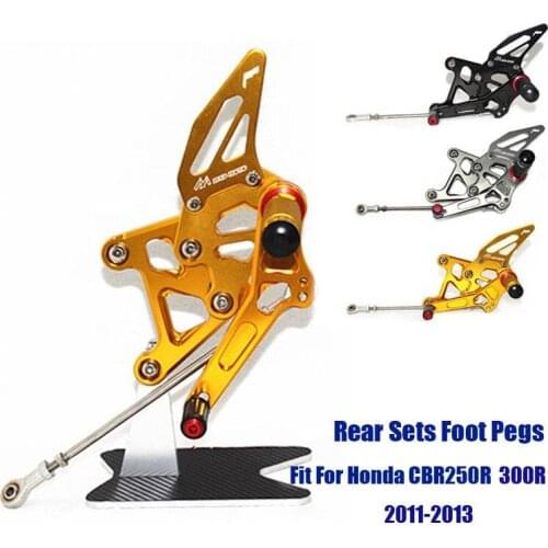 Fit For Honda CBR250R CBR300R 2011 12 2013 CNC Adjustable Footrest Foot Peg Pedal Mount Bracket Sets Footpeg Rider Rear Rearset