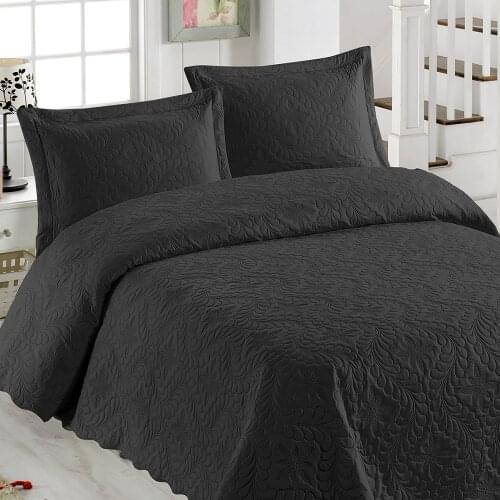My blanket Ivy Black Double Personality Microfiber Quilting Bed Cover Washable & Ironed Air Permeable Fabric Turkish Goods Discount