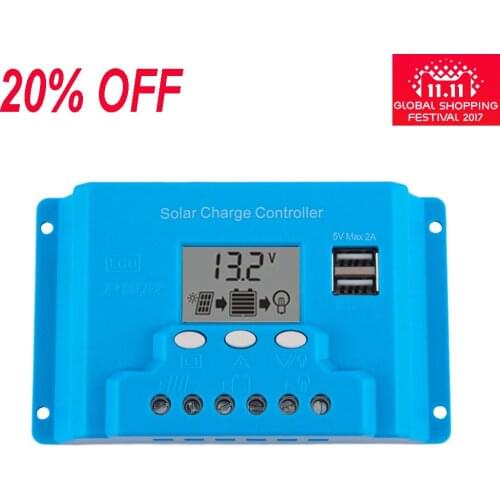 10A 12V 24V intelligent Solar cells Panel Battery Charge Controller Regulator Dual 5V USD with LCD display