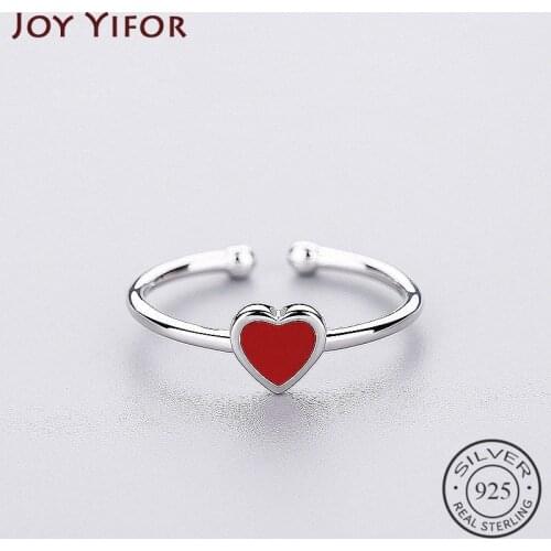 Romantic Red Heart Enamel Ring 925 Sterling Silver For Charm Women Wedding Party Fine Jewelry Fashion 2020Cute Gifts