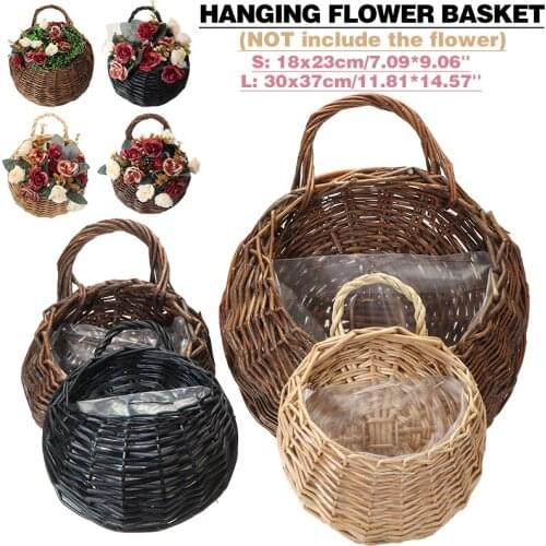 4 Colors Flower Planter Rattan Hanging Plant Planting Flower Pot For Terrace Garden Balcony Rattan Wall Hanging Basket