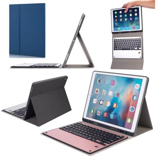 Russian/Hebrew/Spanish Metal Wireless Bluetooth Keyboard Stand Leather Skin Pencil Holder Case For Apple iPad Pro 12.9 2017 2015