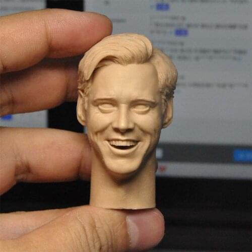DIY Unpainted 1/6 Jim Carrey Smiling Head Sculpt PVC Male Soldier Head Carving Model Fit 12 inch Action Figure Body