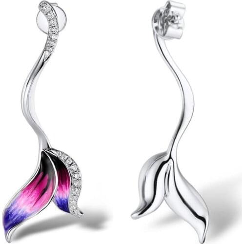 Top Quality 925 sterling silver Enamel Flower Earrings for Women Jewelry fashion Cubic Zirconia Statement Earring Girl