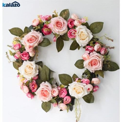 1pc 35cm silk rose Artificial Flowers Wreaths wedding birthday party decorations Perfect Quality Wall Hanging Artificial Garland