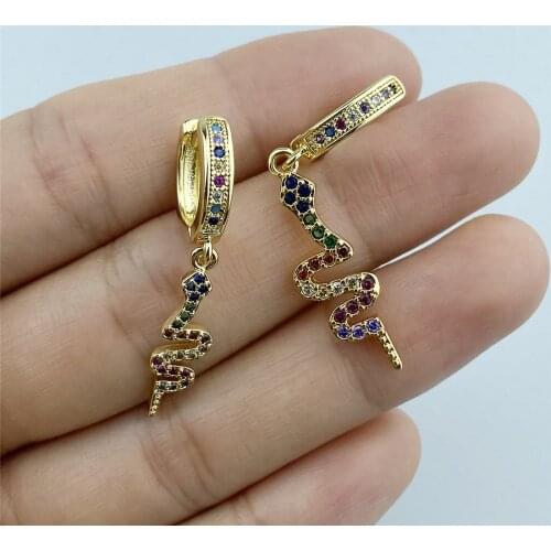 High-quality Fashionable Snake Rainbow AAA Zircon Earring Suitable for Women/girls Wedding Party Jewelry Party Gift