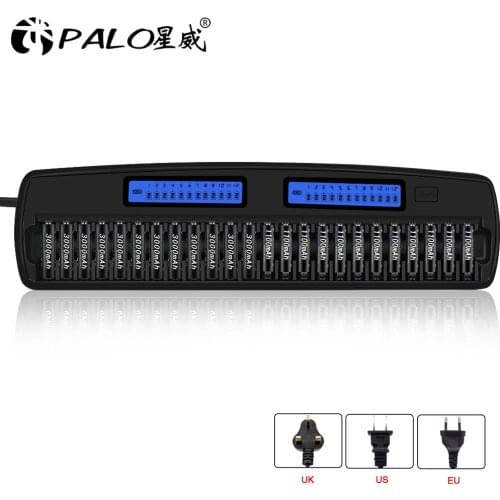 PALO 24 Slot 1.2V Ni-Mh nicd AA AAA Battery Charger LCD Display Quick charge discharge AA AAA rechargeable battery KTV dedicated