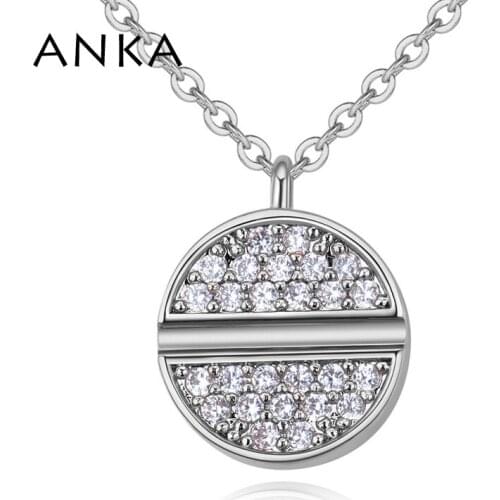 ANKA new luxury necklace for women simple cute round shape pendant fashion micro paved zircon necklace wedding jewelry #26137