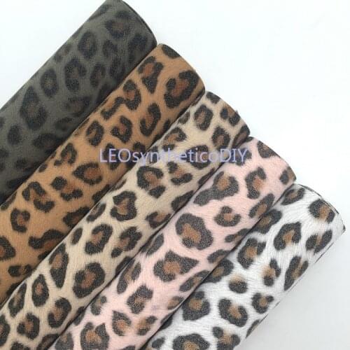 1PC 21X29CM Suede Faux Leather Fabric, Leopard printed Synthetic Leather Sheets For Making Bows LEOsyntheticoDIY T180C