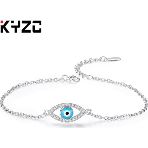 1pc Classic Style Eye of Devil Rhinestone Bracelet Luxurious Inlay Cut Large Blue Zircon CZ Gem Rose Gold Chain Charm Jewelry