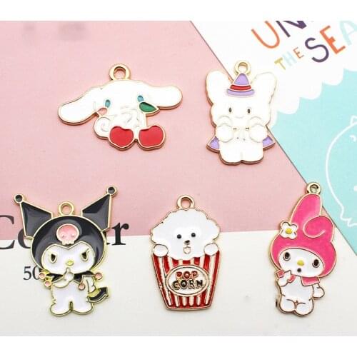 10Pcs Alloy Dripping Oil Cartoon Cute Rabbit Dog Pendant Charm DIY Earrings Accessories Bracelet Floating Jewelry Accessories