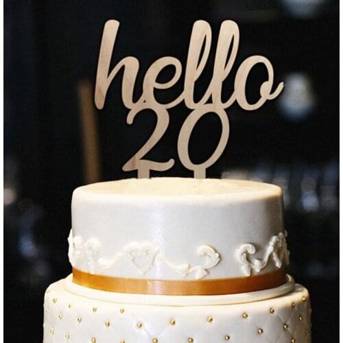20pcs laser cut Hello 20 happy birthday milestone decorations happy birthday cake topper