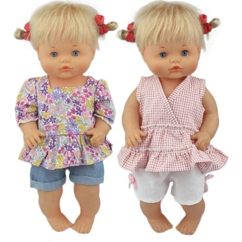 2020 summer suit Fit 40cm 41cm Doll Nenuco Ropa y su Hermanita Purple Long Sleeves T-shirt Purple Dots Pants With Hat