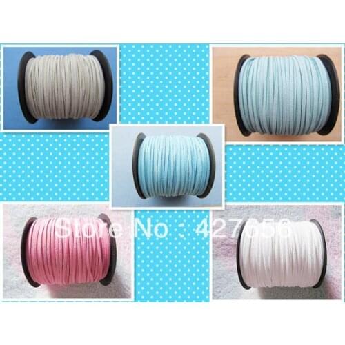 3mm Wide (Five Colors)Korea Faux Suede Fabric Leather Cord String Rope,Premium Cashmere Suede,Necklace and Bracelet Cord,DIY