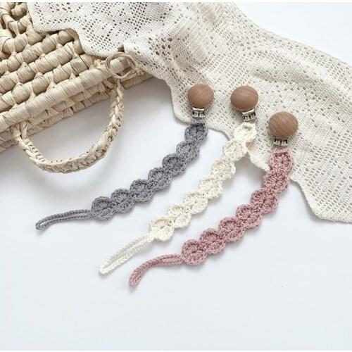 Baby Teething Soother Clip Crochet Pacifier Chain Cotton Woven DIY Dummy Nipple Holder Leash Strap Shower Gifts