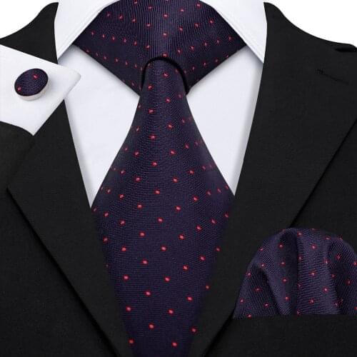 Red Dot 100% Silk Tie Set Gift For Men Tie Barry.wang Dropshipping 8.5cm Gravata Neck Tie For Men Wedding Party Business LS-5092