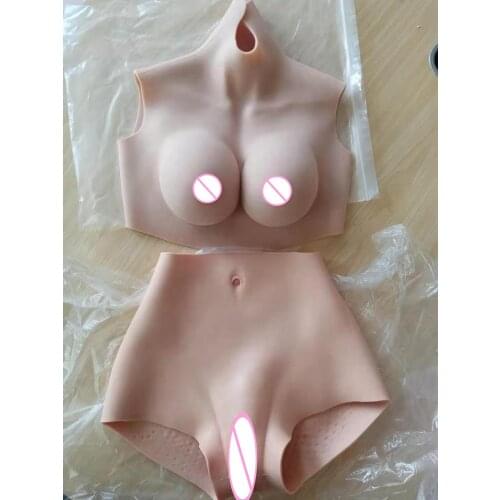 6G Upgrade C CUP Cotton Filler Fake Artificial Boobs Breast Forms and Vagina Panty Crossdresser Shemale Drag Queen Transgender