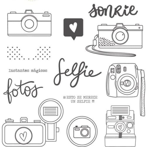 Spanish camera stamp Clear Stamp for Scrapbooking Transparent Silicone Rubber DIY Photo Album Decor