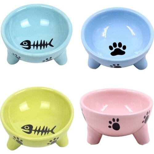 Pet Dog Cat Bowl Puppy Kitten Ceramics Bowl Anti Slip Cats Puppy Travel Feeding Feeder Food and Water Dish Bowl 12X5cm