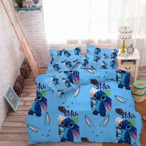 Lilo & Stitch Bedding Set Cartoon Bedspread Single Duvet Cover Pillowcases Home Decoration Childrens Boys Girls Bedroom Gift